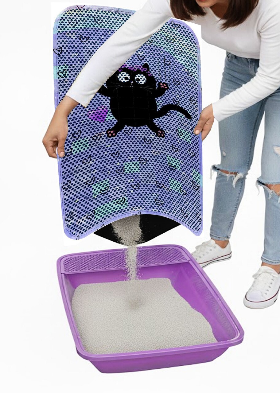 Covoras litiera pentru colectarea granulelor de nisip, Paws &amp; Whiskers, Cat Lıtter Mat 58, Multicolor - view 3