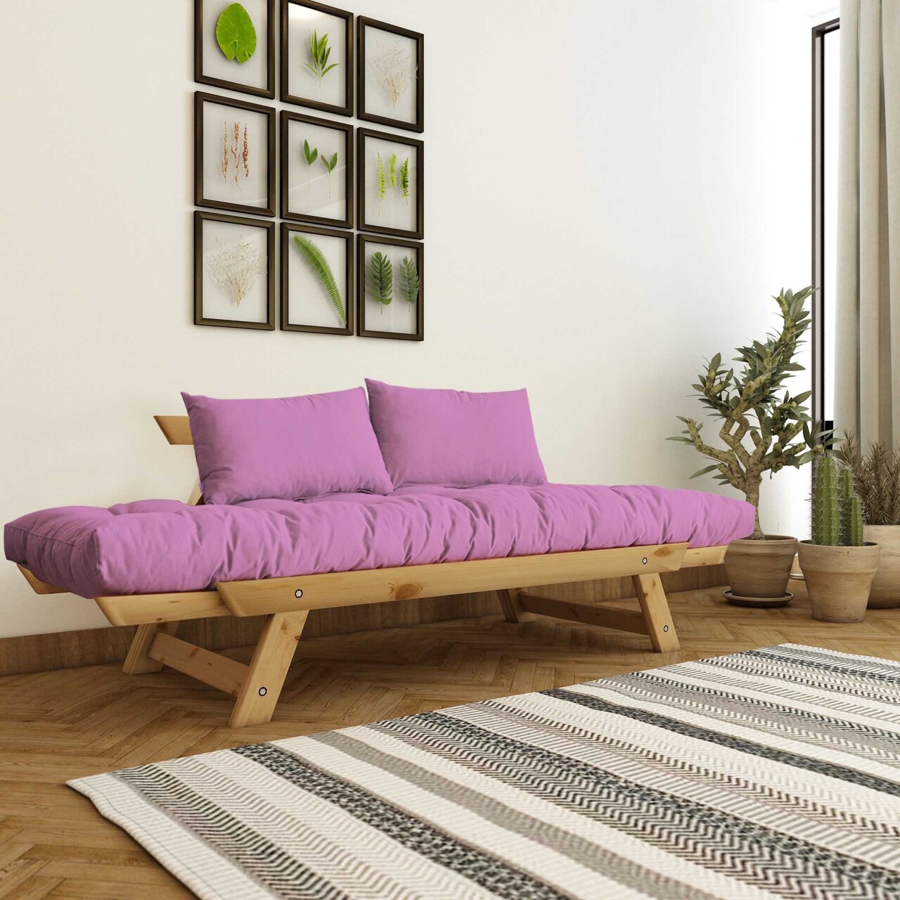 Canapea de gradina cu 2 locuri, Hanah Home, CPT8168-210, Natural / Roz - view 3