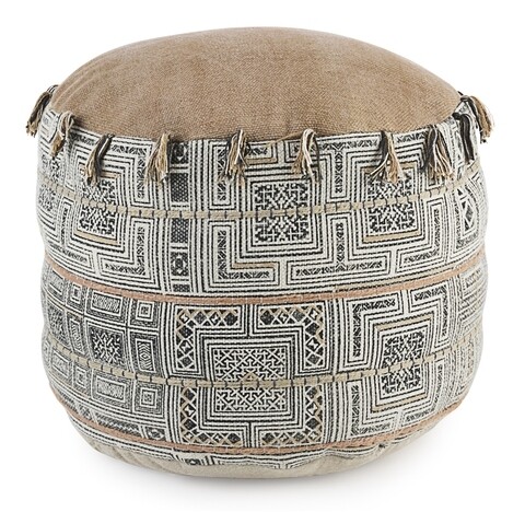 Taburet Tikal Desert, Bizzotto, Ø50x35h cm, bumbac, brodat manual BIZZOTTO imagine model 2022