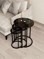 Set masute 3 piese, Hanah Home, Milas 3, Negru / Fume