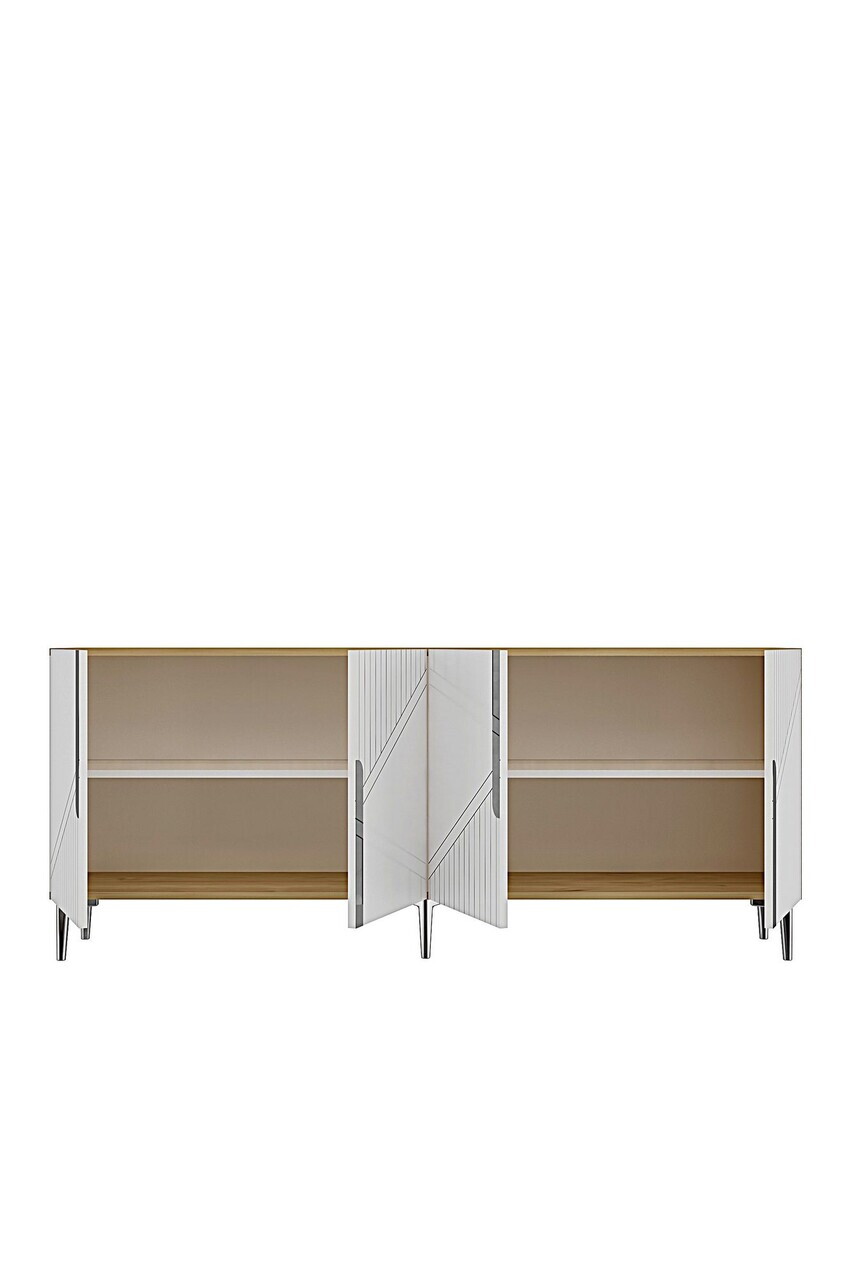 Consola, Hanah Home, Evva 150, 125x75x32 cm, Stejar Safir / Alb / Argintiu — imaginea 8