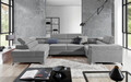 Coltar extensibil stanga 6 locuri ELTAP, Th-70, Thiago, 342x208x88 cm, lemn/poliester, gri deschis