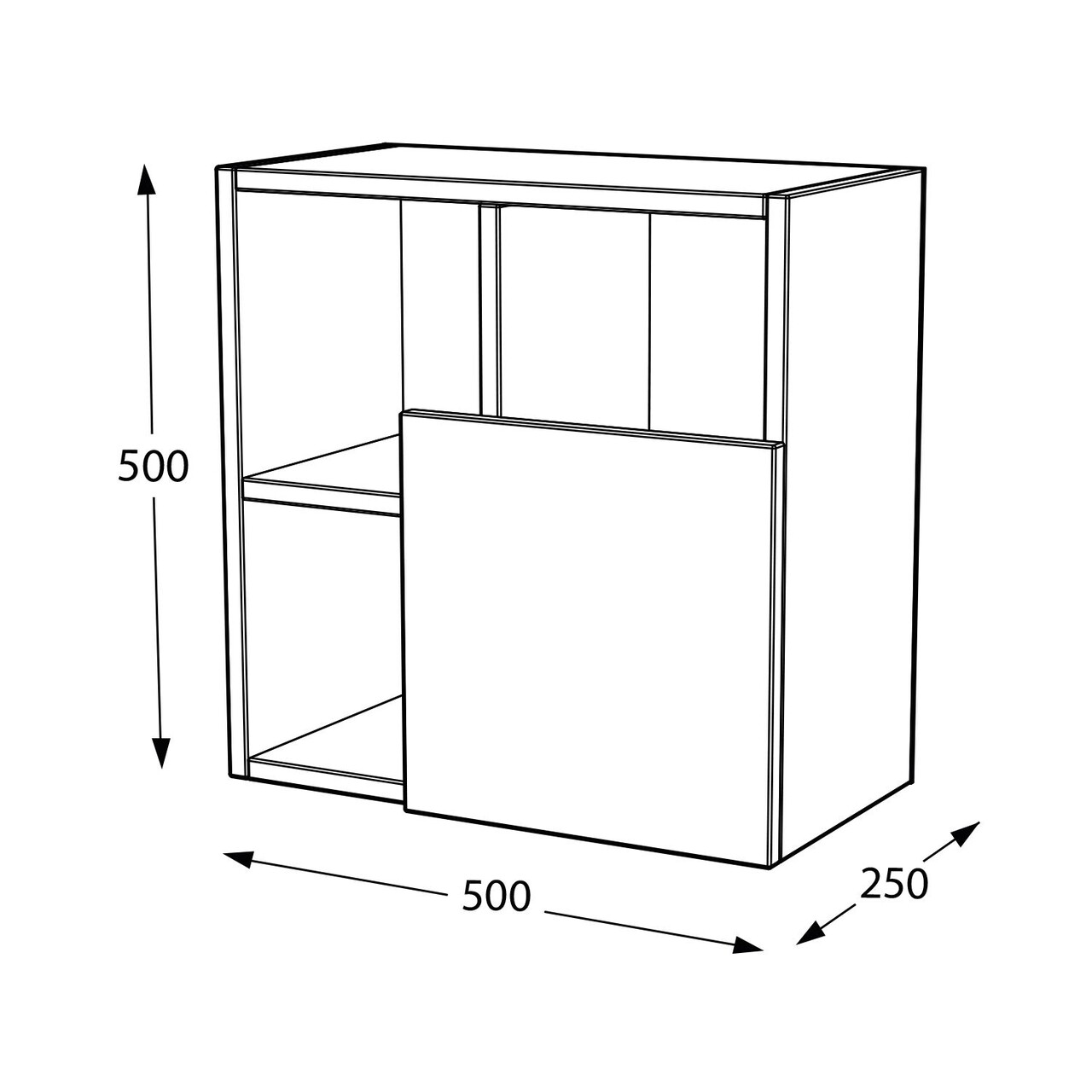 Dulap multifunctional, Hanah Home, Abra Left Up, 50x50x25 cm, Nuc/Alb - view 3
