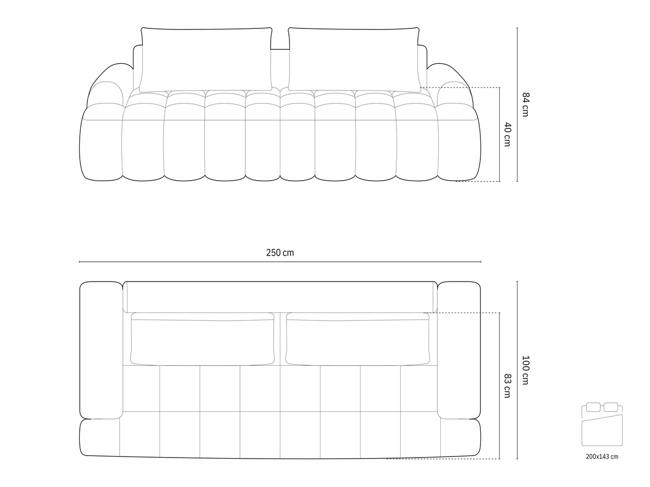Canapea extensibila 4 locuri, Linz, Cosmopolitan Design, 250x100x84 cm, tesatura structurata, bej