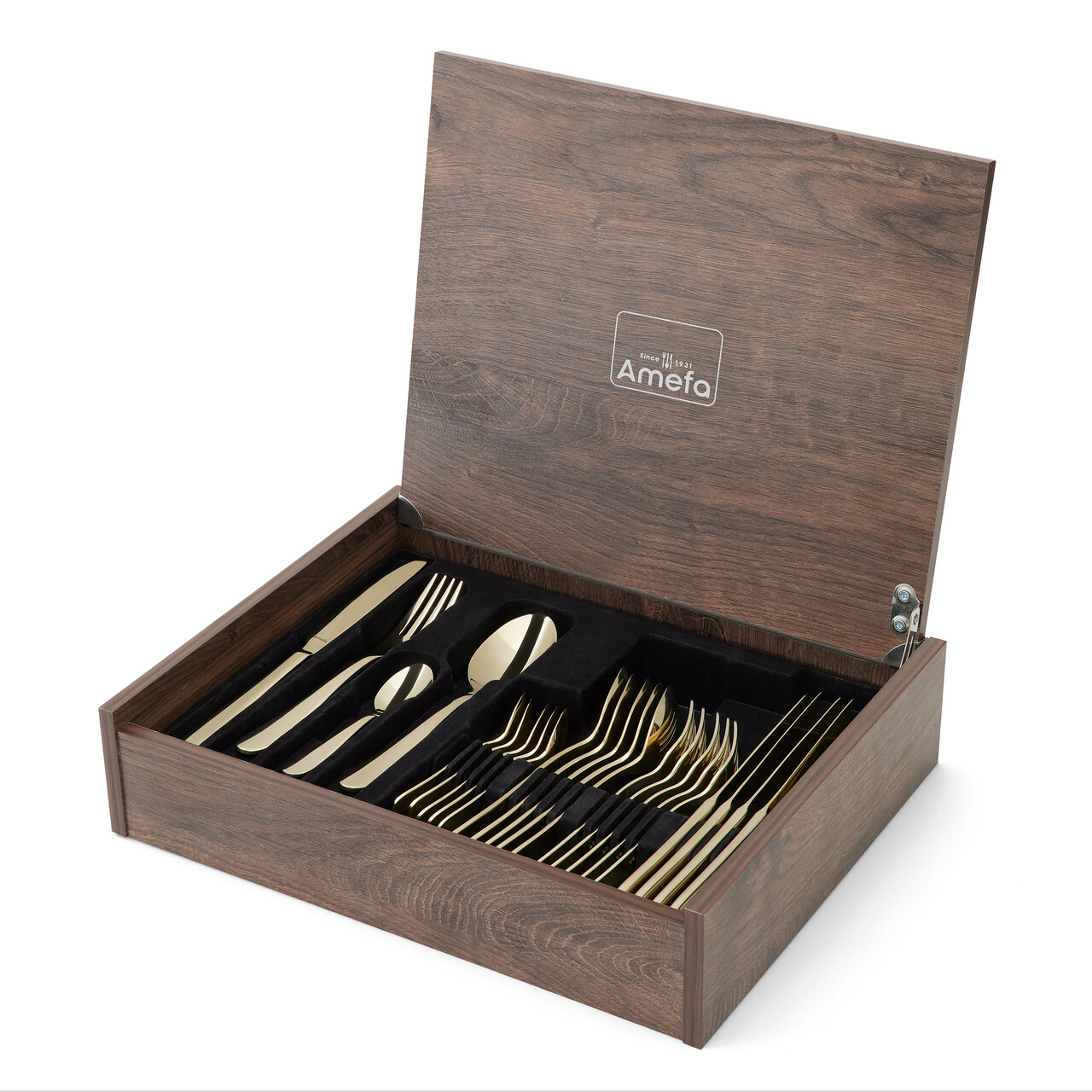 Set tacamuri 24 piese in cutie de lemn Moderno, Amefa, 6 persoane, inox 18/10, argintiu — imaginea 5