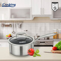 Cratita cu capac Titanium3, Cooking by Heinner, 16x8.5 cm, 1.6 L, inox/sticla, argintiu