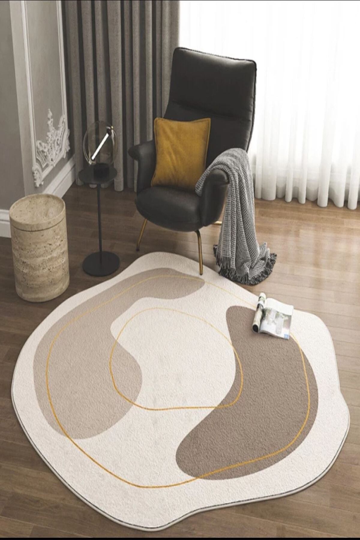Covor, Yuvarlak-0000064-003, 140x140 cm, Poliester, Crem