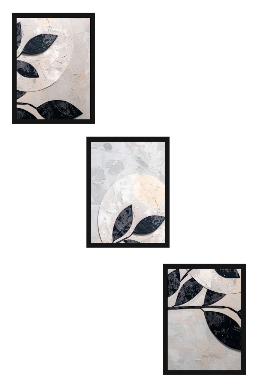 Set 3 tablouri decorative, Huhu466S, Cadru: 100% LEMN MASIV (Grosime: 2,5 cm), Multicolor - view 3