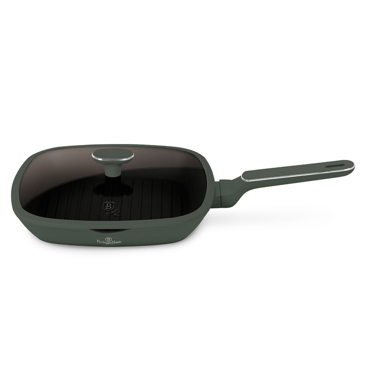Tigaie grill cu capac Berlinger Haus, Matte Green, 28 cm, 2.1 L, aluminiu forjat, verde mat - imagine 4