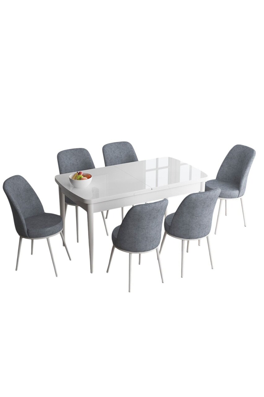 Set masa extensibila si scaune, Hanah Home, Han, Alb/Gri - view 2