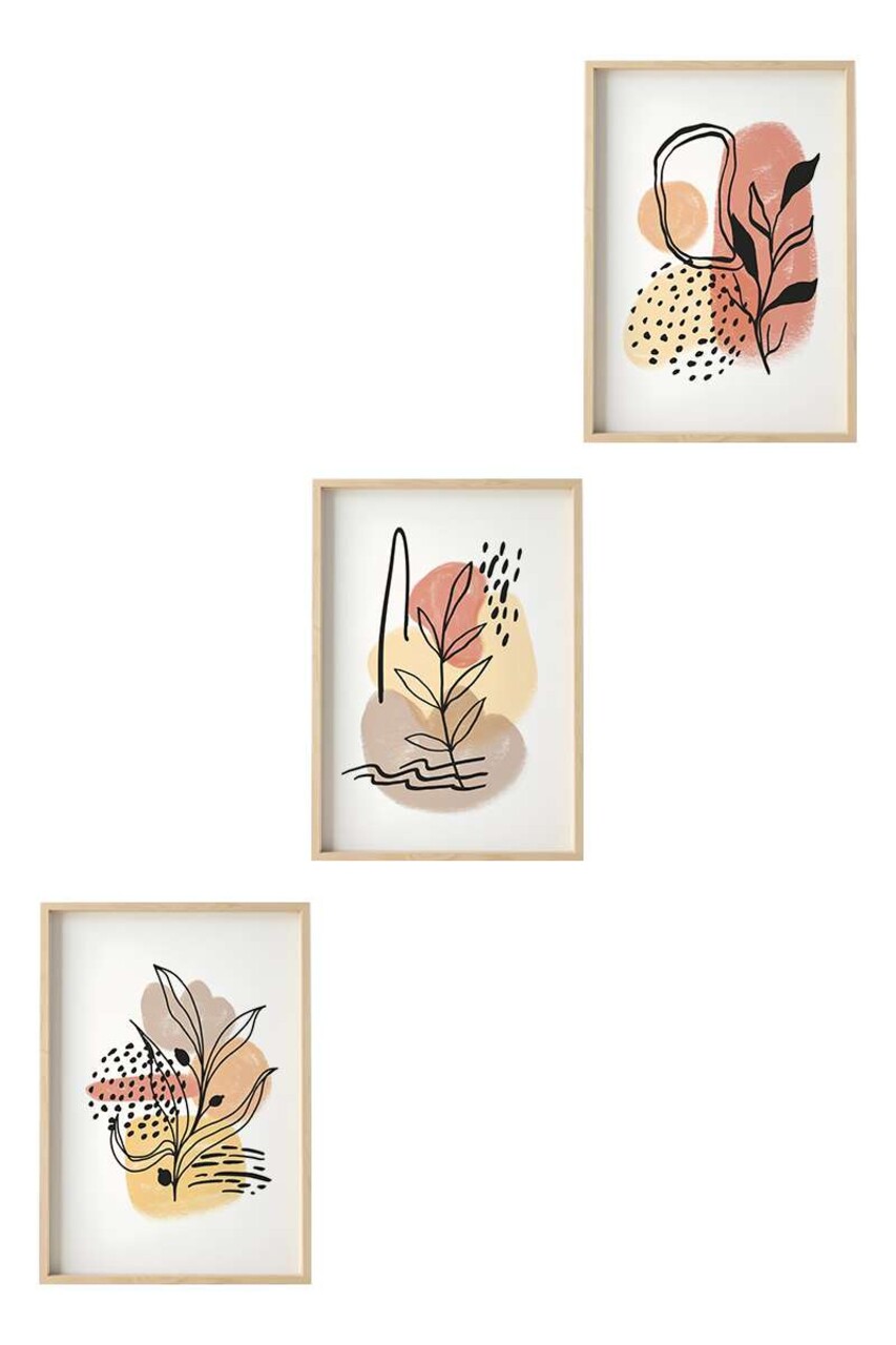 Set 3 tablouri decorative, Huhu226, Cadru: 100% LEMN MASIV (Grosime: 2 cm), Multicolor - view 4