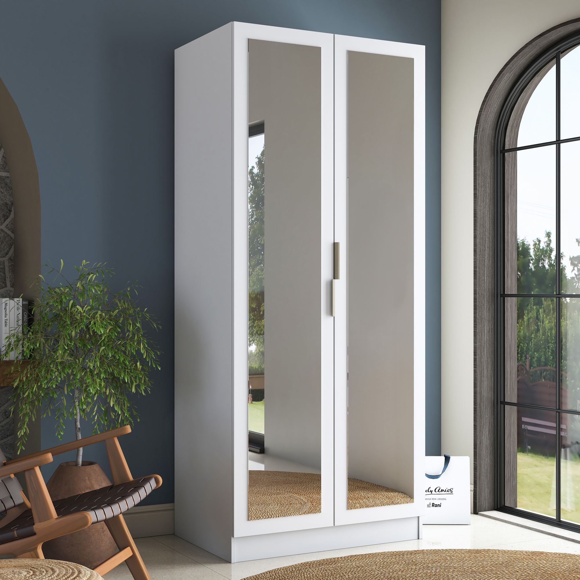Dulap pentru haine, Hanah Home, BA232, 90x210x57.5 cm, PAL MELAMINAT CALITATE E1, Alb