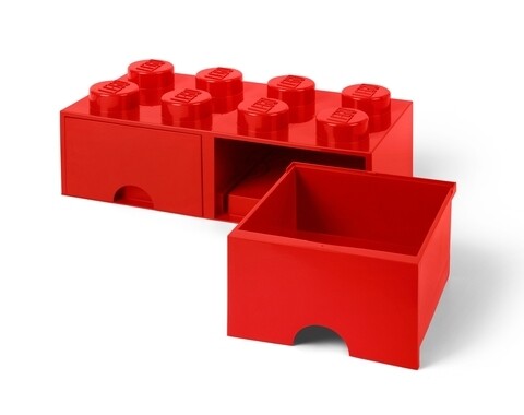 Cutie de depozitare LEGO, 2 sertare, 940 ml, polipropilena, rosu