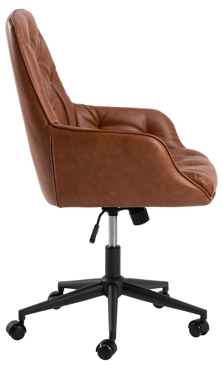 Scaun de birou Erik, Actona, 60x67.5x106 cm, rotativ, piele ecologica/otel, brandy - view 6