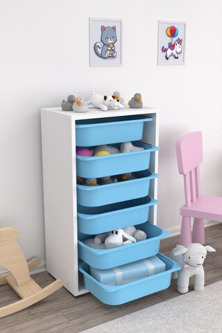 Dulap multifunctional, Estella, Bronz 6N, Alb/Albastru