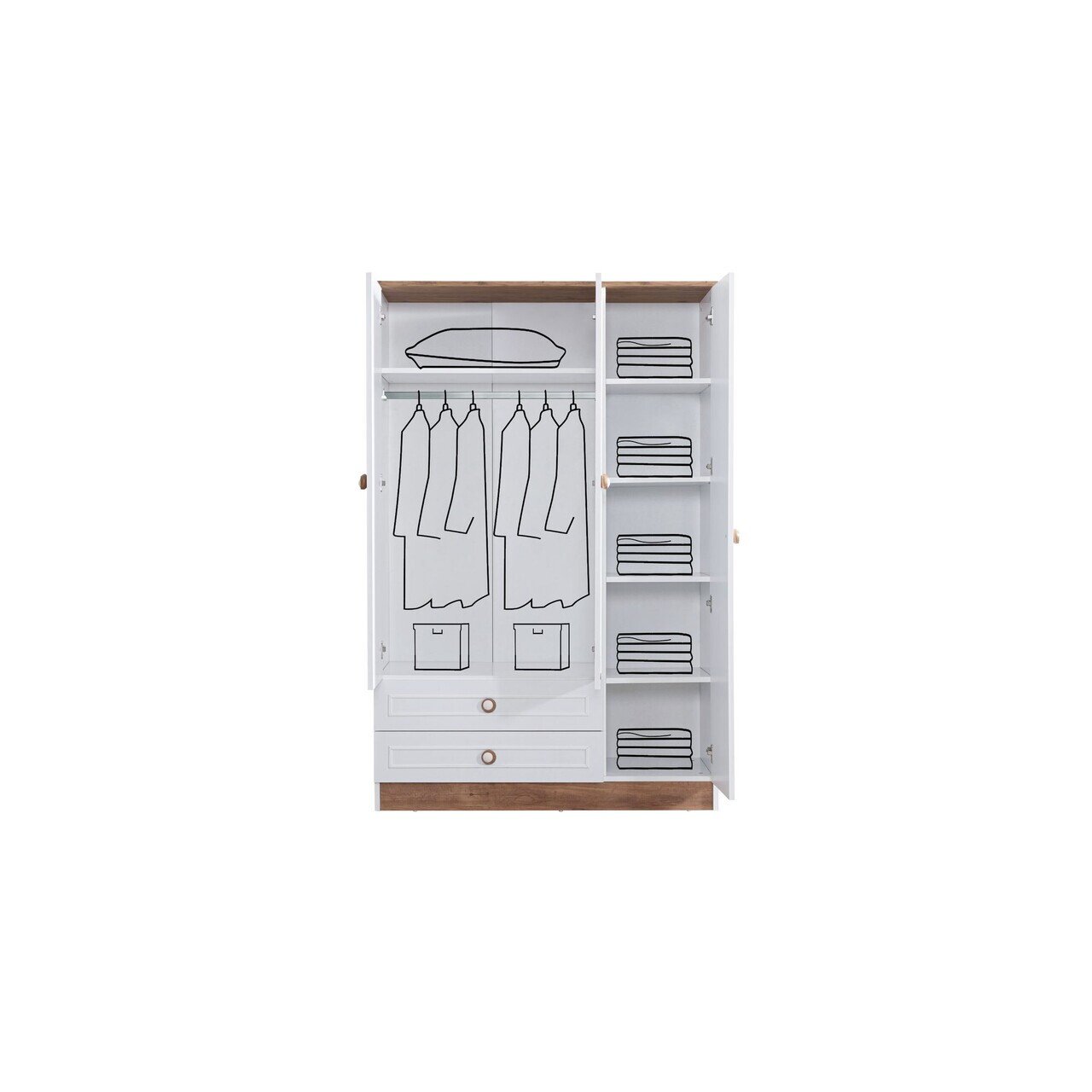 Dulap pentru haine, Hanah Home, Beta 3, 118x182x50 cm, PAL, Maro/Alb - view 6