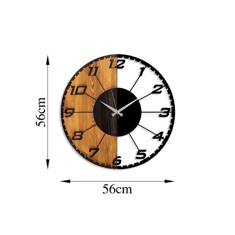 Ceas de perete, Linear, Lemn/metal, Dimensiune: 56 x 3 x 56 cm, Nuc / Negru