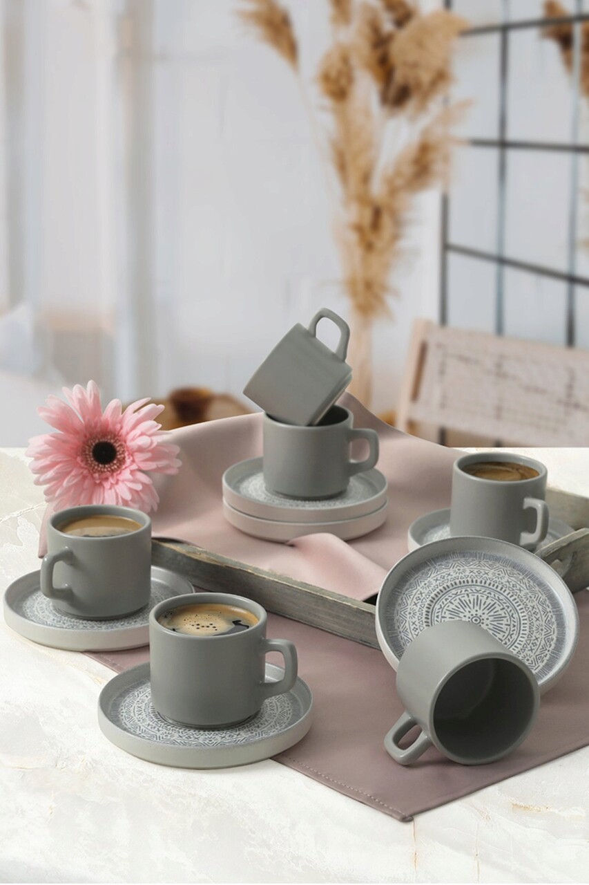 Set pentru ceai Keramika 275KRM2173 Ceramica  Nu absoarbe apa Gri