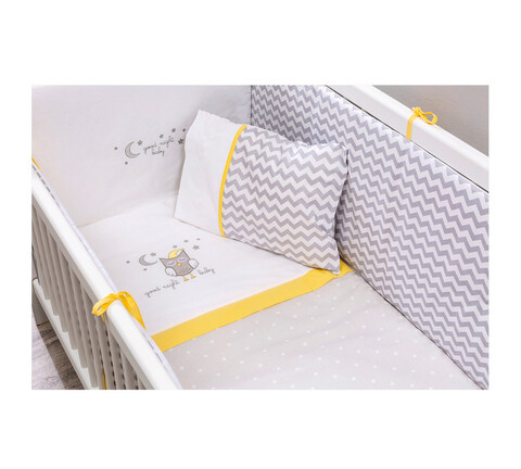 Set de dormit pentru bebelusi cu protectie laterala, Happy Nights Bedding Set (60 x 120), Çilek, Bumbac Çilek