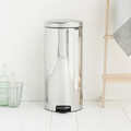 Cos de gunoi cu pedala, Brabantia, NewIcon Brilliant Metal Bucket, 30 L, 38x29.3x67.9 cm, otel, argintiu