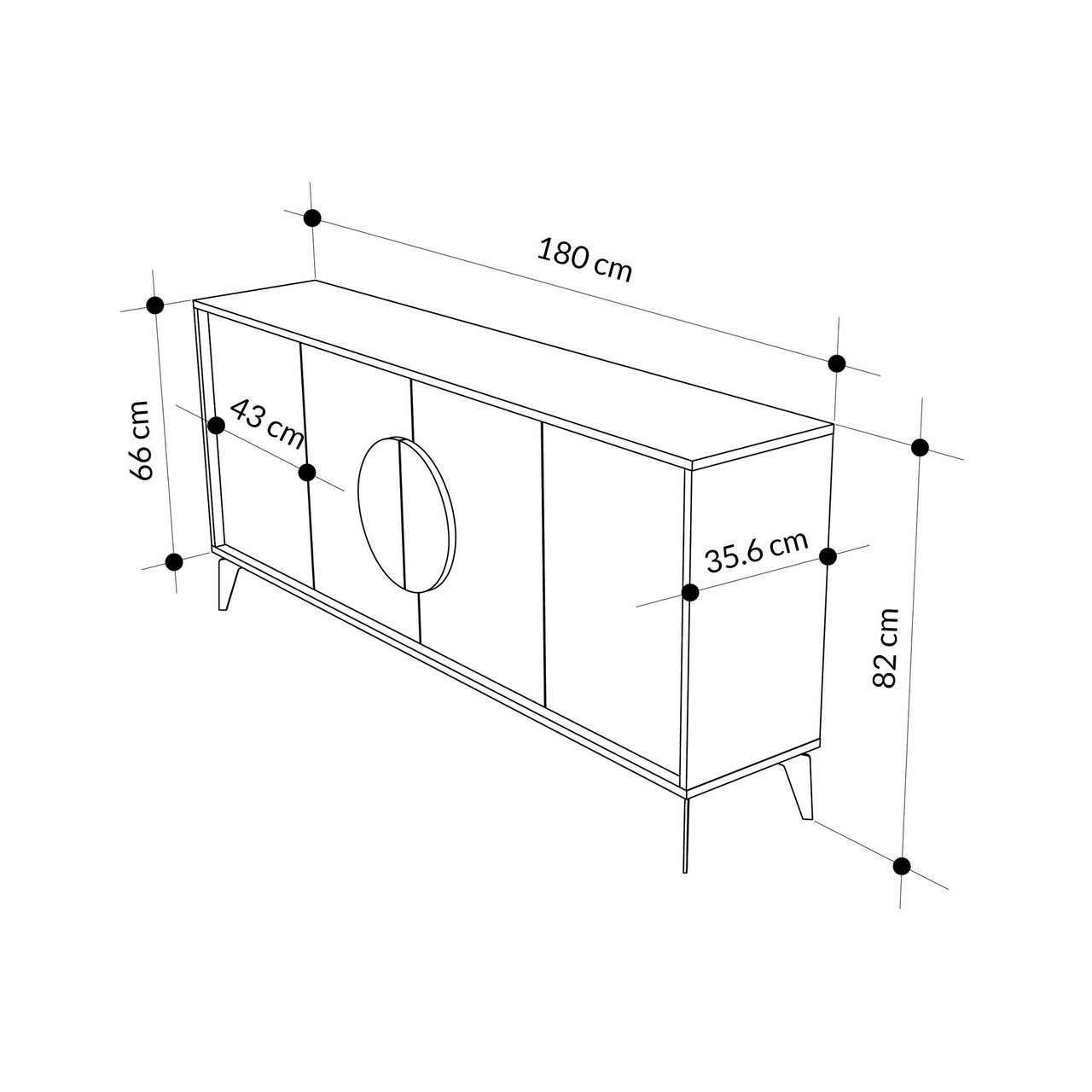 Consola, Hanah Home, Gora 180, 180x82x35.6 cm, Maro - view 4
