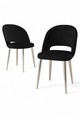 Set scaune 4 piese, Charlotte, Pane, Negru / Crom