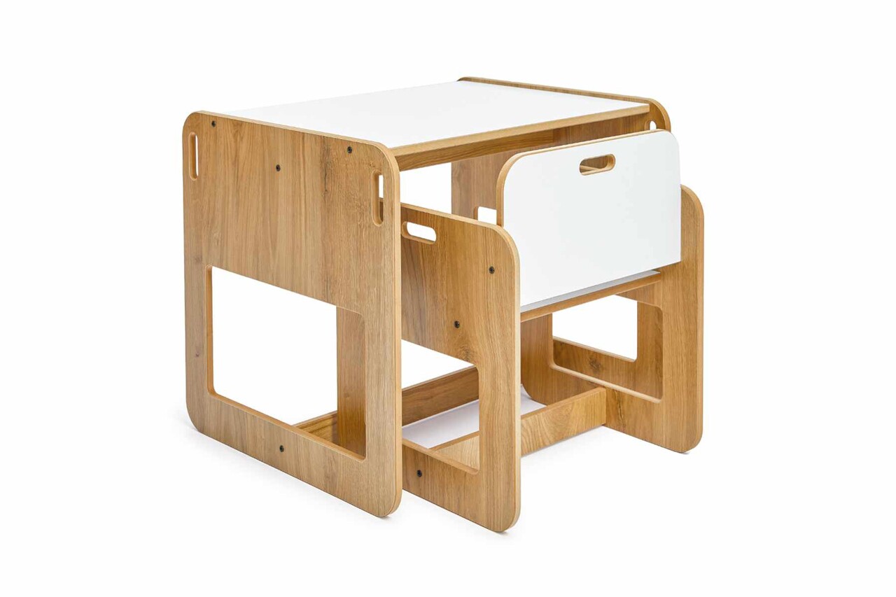 Set masa si scaun pentru copii, Hanah Home, Dove, Alb / Natural - view 4