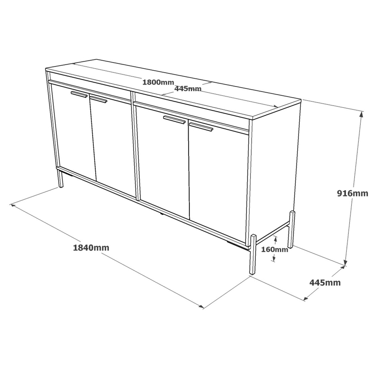 Dulap multifunctional, Locelso, VS5, 184x91.6x44.5 cm, Maro / Gri / Antracit