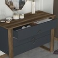 Comoda cu oglinda, Tera Home, Bumerang Aynali, pal melaminat, nuc/antracit