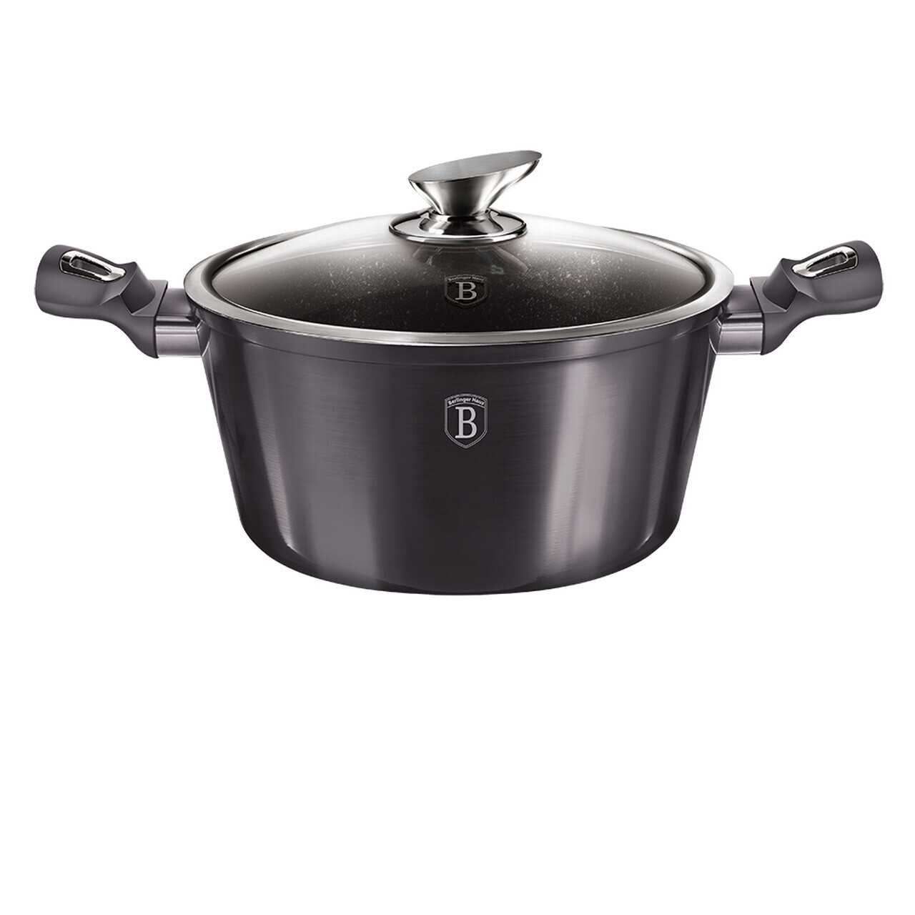 Oala cu capac Berlinger Haus, Carbon Pro, 30 cm, 8 L, aluminiu forjat, gri inchis - imagine 4