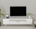 Comoda TV, Olivia, Dekolp1, Alb / Argintiu
