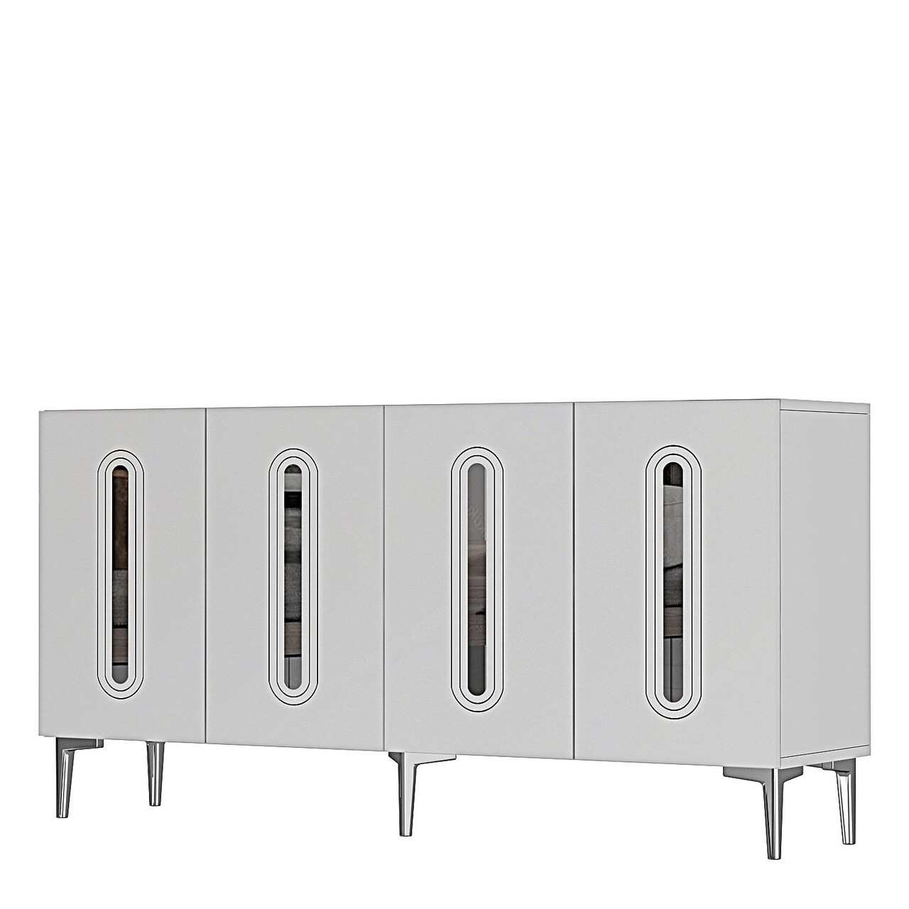 Consola, Hanah Home, Rany 150, 150x75x32 cm, Alb / Argintiu - view 3