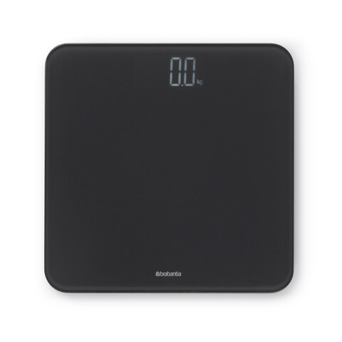 Cantar digital pentru baie, Brabantia, Dark Grey, 30x30x2.4 cm, max 180 kg, sticla, gri inchis