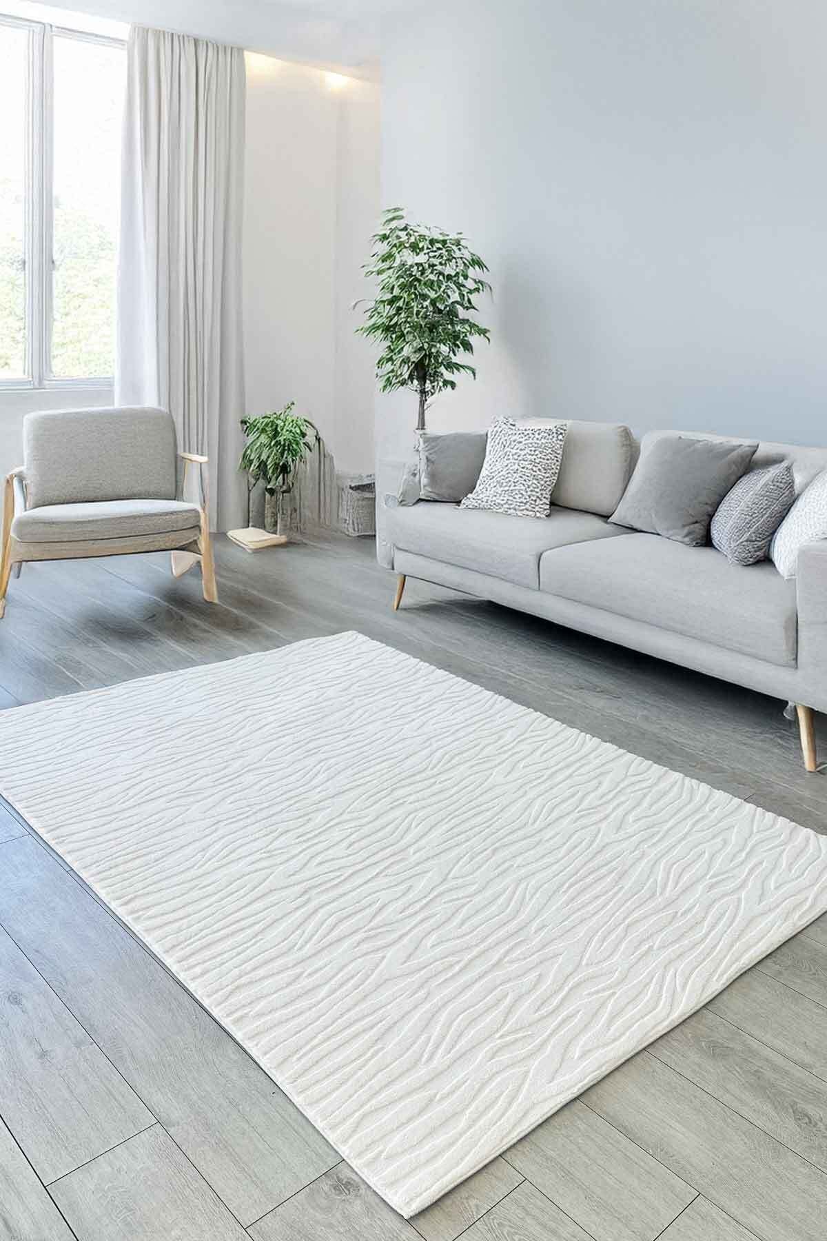 Covor, CLR-GİSELE-BEYAZ-52, 160x300 cm, Poliester, Alb