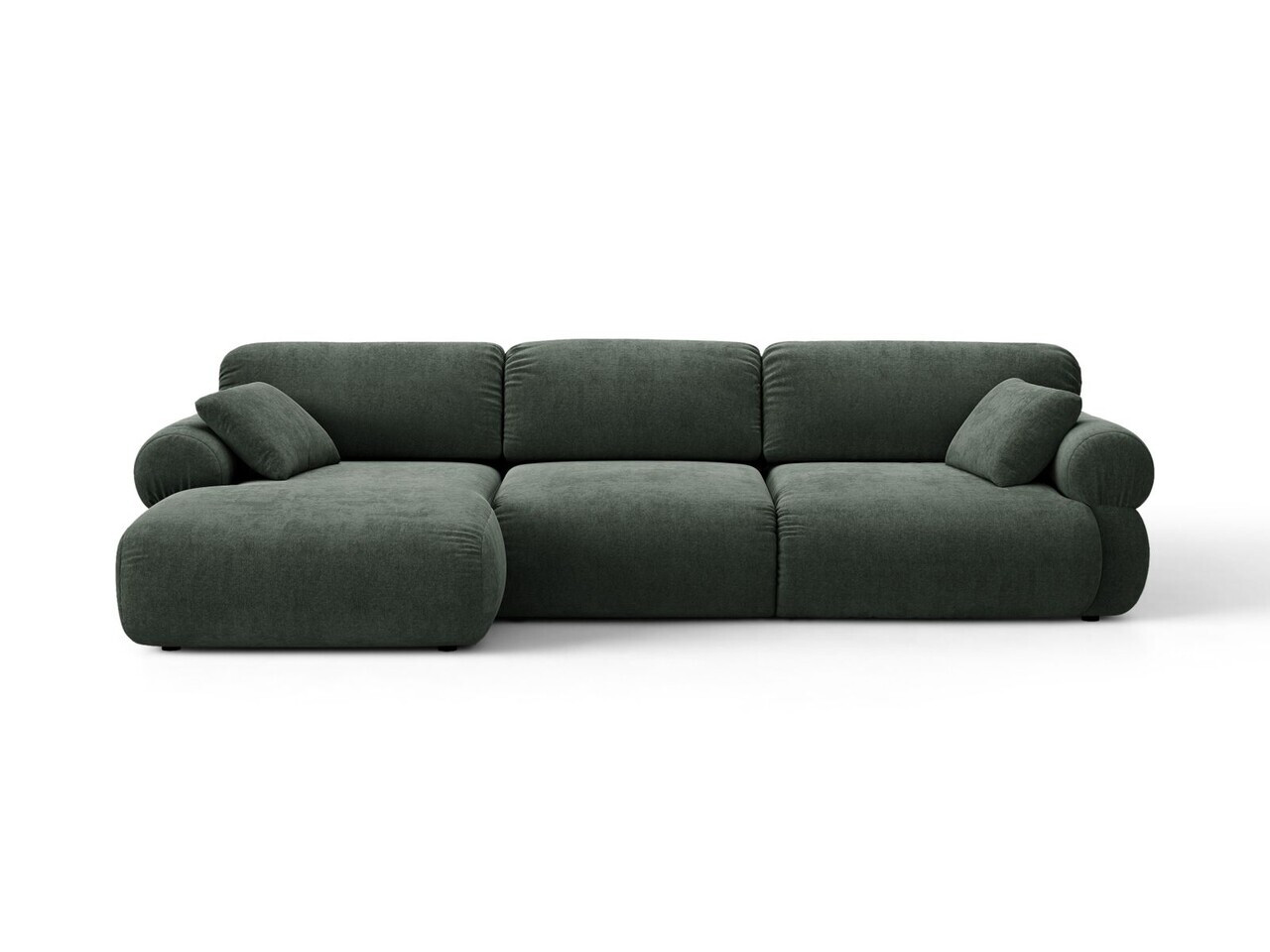 Coltar stanga 6 locuri, Ophelia, Micadoni Home, 297x164x84 cm, tesatura structurata, verde muschi