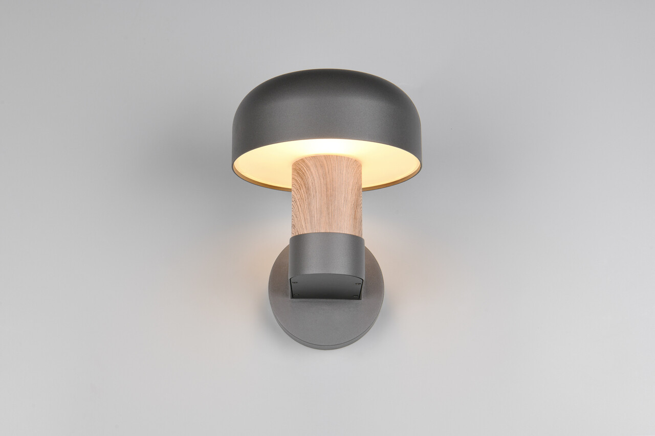 Aplica de perete pentru exterior Fraser, TRIO, 19x25x24.5 cm, 10W, 1x E27, aluminiu, gri/natur