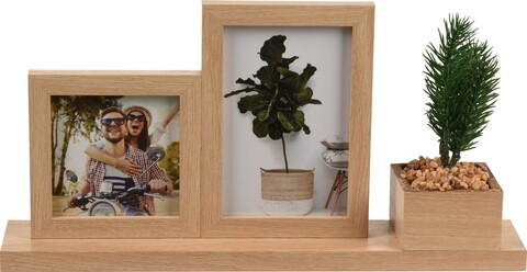 Rama foto plant, 2 fotografii, 37x7x19 cm, mdf, maro