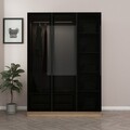 Dulap pentru haine, Minerva, Kale Dark Grey, 135x210x52 cm, PAL, Gri inchis