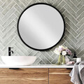 Oglinda decorativa, Neostill, Siyah Metal Çerçeve Yuvarlak Ayna A709, 60x60x2.2 cm, Metal, Negru