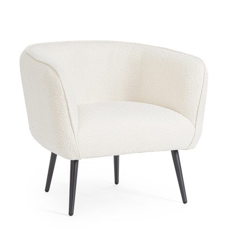 Fotoliu Avril, Bizzotto, 76 x 70 x 68 cm, otel/poliester Boucle, alb