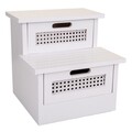 Scaun tip treapta, Emma, Creaciones Meng, 34x34x34 cm, 2 sertare, lemn de paulownia/trestie, alb