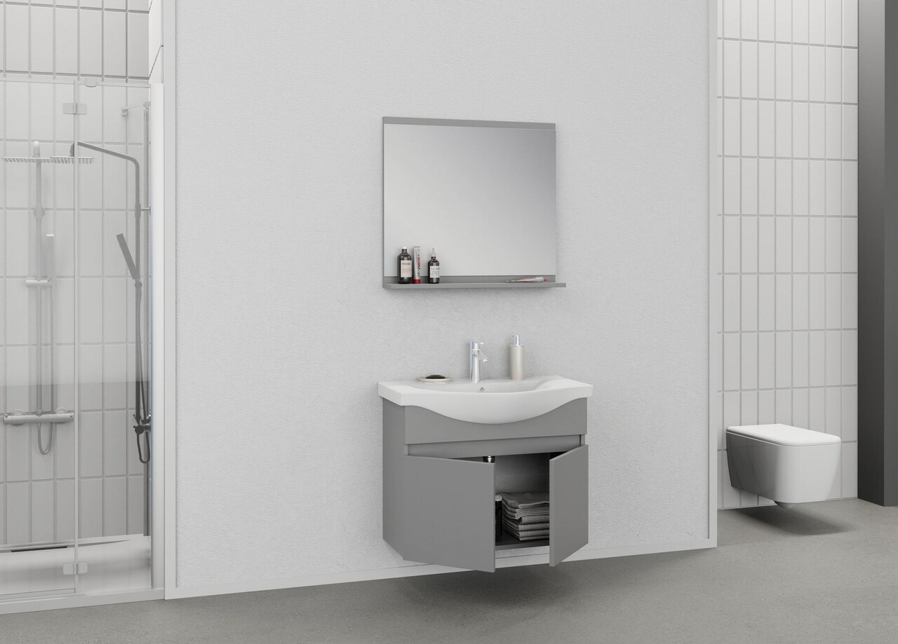 Set mobilier de baie (2 piese), Hanah Home, Mare 80, Gri Mat - view 3