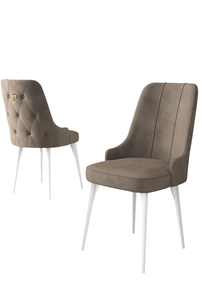 Set scaune 6 piese, Hanah Home, Enoa, Cappuccino / Alb — imaginea 2