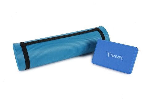 Set saltea si cub pentru yoga/pilates 267DLT1154, Ravel, EVA, albastru