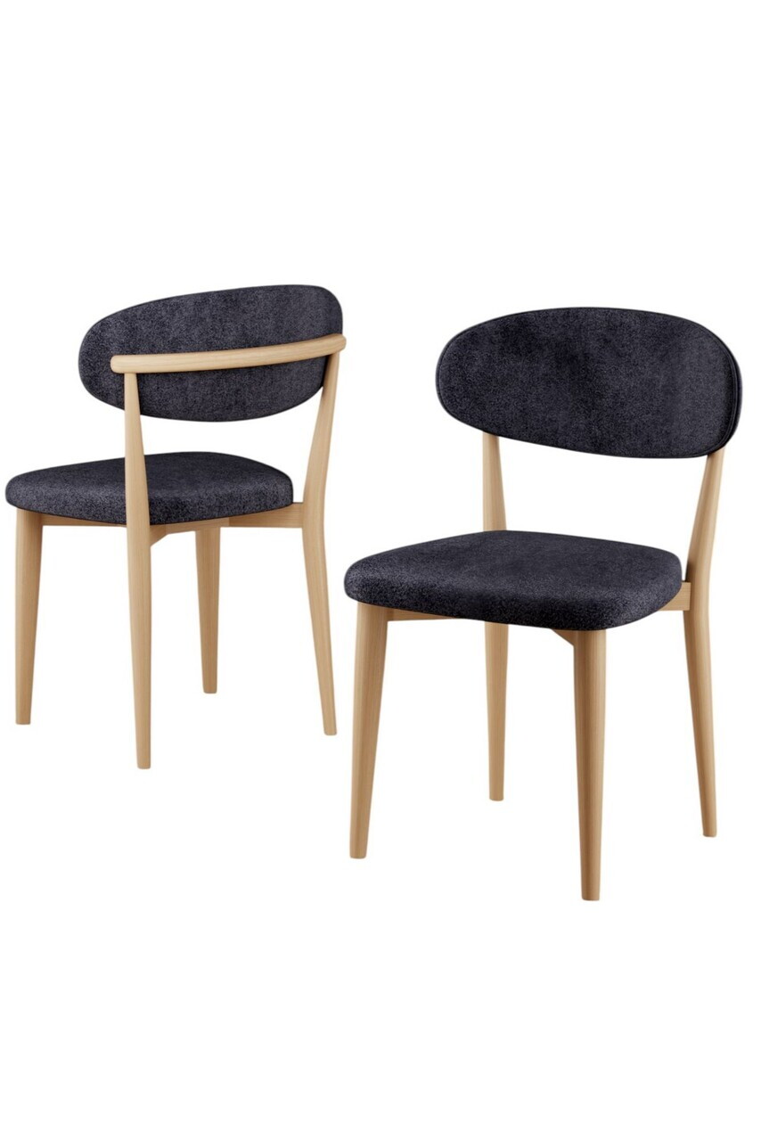 Set scaune 6 piese, Hanah Home, Onex, Antracit / Lemn natural — imaginea 2
