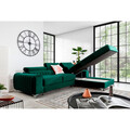 Coltar extensibil dreapta 3 locuri ELTAP, RT-35NU, Grayson, 278x205x92 cm, lemn/poliester, verde inchis
