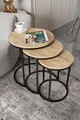 Set masute 3 piese, Hanah Home, Milas 3, Negru / Pin