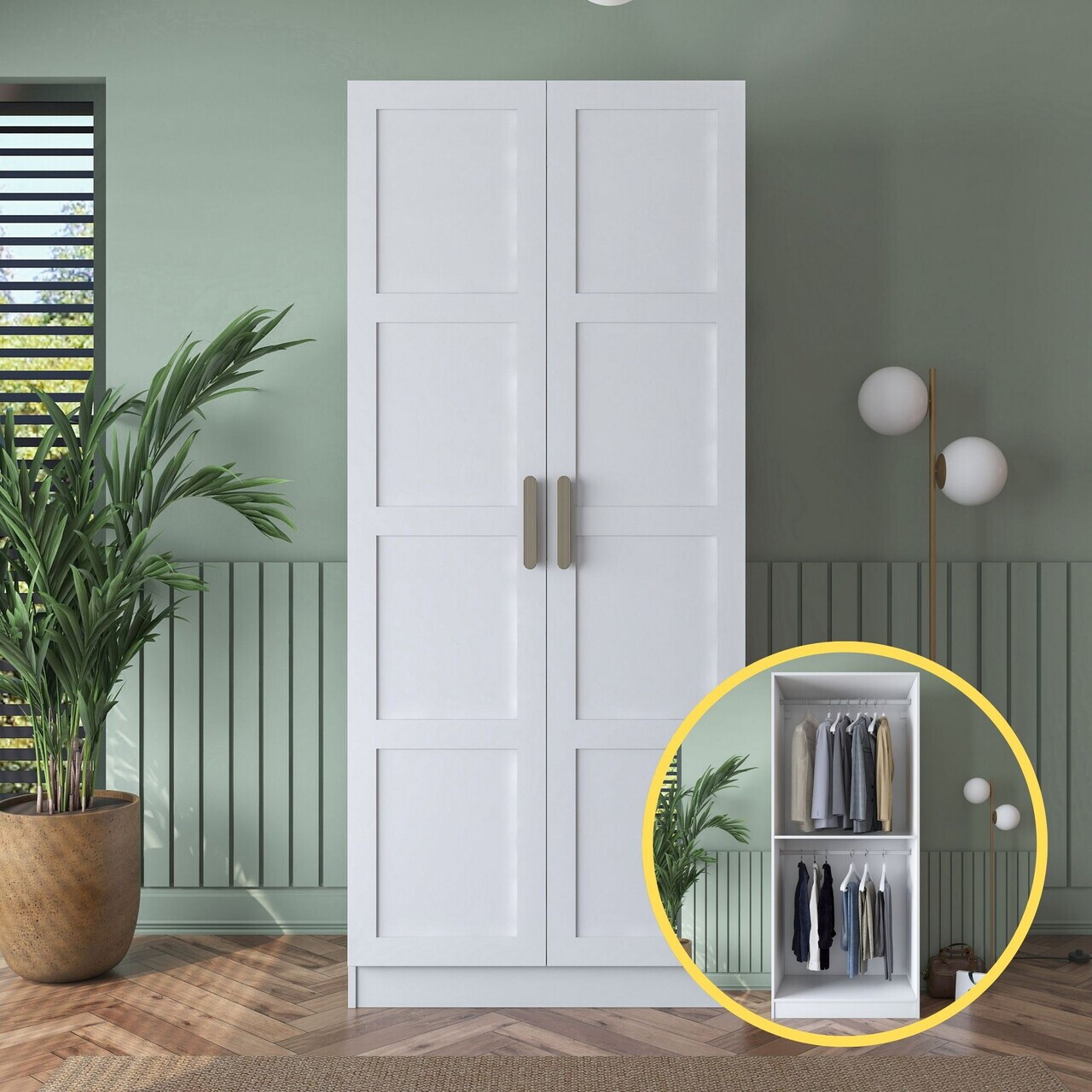 Dulap pentru haine, Hanah Home, BA187, 90x210x57.5 cm, PAL melaminat, Alb - view 3