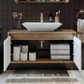 Dulap de baie cu chiuvetă, Hanah Home, 1752, 100x58x45 cm, MDF-LAM, Pin Atlantic / Alb Mat