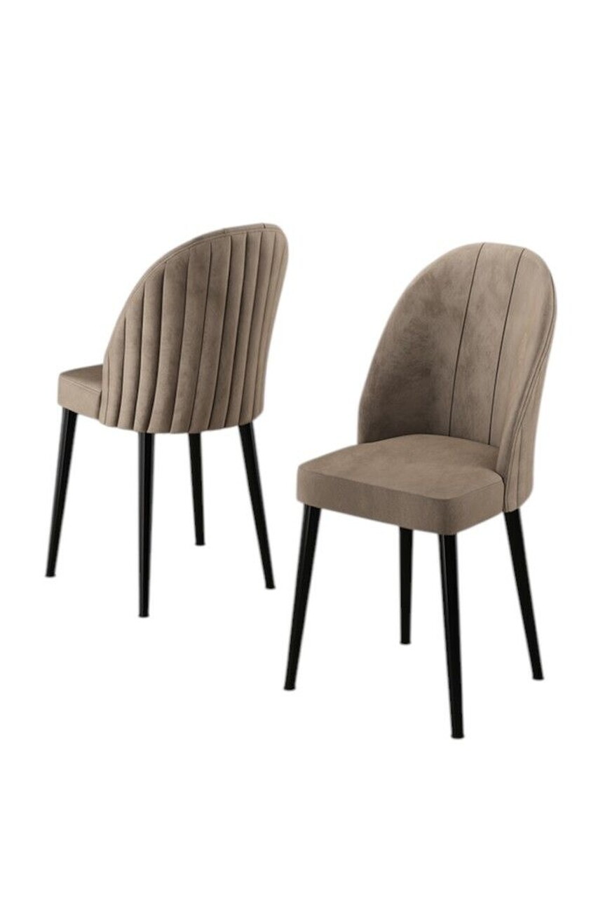 Set scaune 2 piese, Hanah Home, Mara, Cappuccino / Negru — imaginea 2